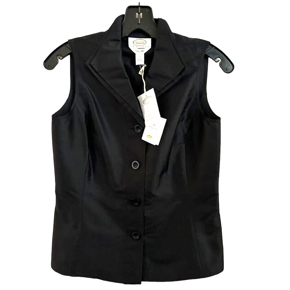 Reposh (a bit small): NWT Talbots Size 2 100% Silk Sleeveless Tuxedo Blouse